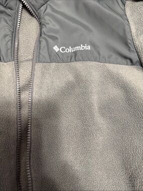 Columbia Gray Fleece Jacket with Black Shoulder Panels